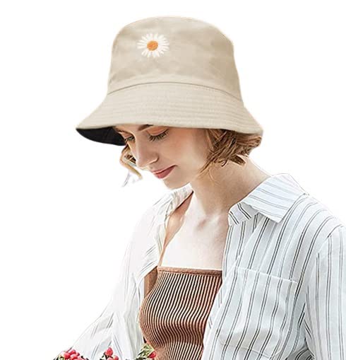 Alexvyan Women Cotton Sun Visor Hats UV Protection Wide Brim Summer Cap Hat UV Protection Breathable Casual Beach Hat, Sun Protection Cap (Beige and Black Reversible), Large