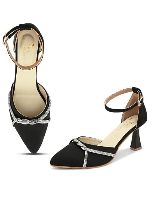 XE Looks Women's Fashion Sandals | Faux Leather Attractive and Trendy Block Heel | or Wedding Occasion Heel Height 3inch| For Women & Girls