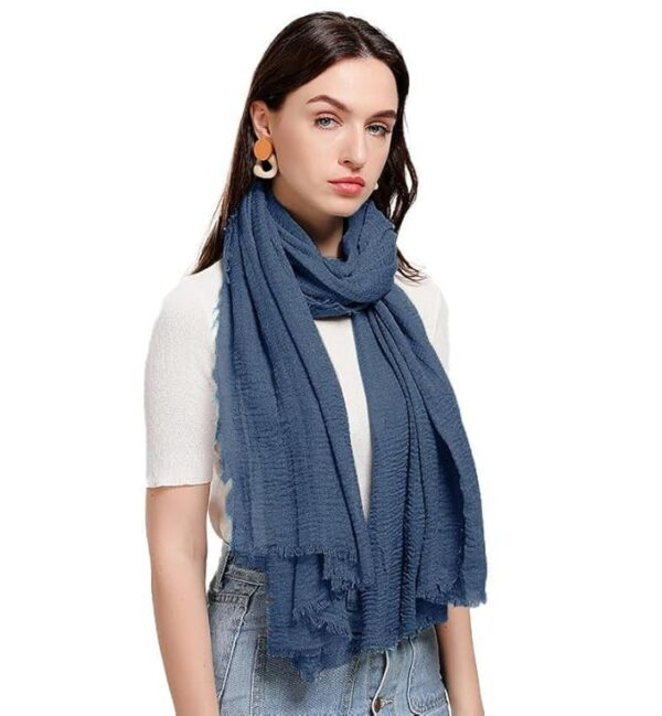 ICW Women's UV Protection Premium Light Weight Wrinkle Ironless Crinkle Cotton Hemp Summer Scarf Stoles Shawl head scarves for girls