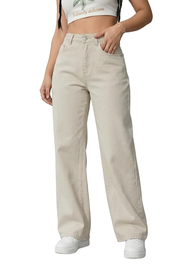 Women’s High Waisted Wide Leg Denim Jeans – Relaxed Fit Straight Loose Palazzo Pants – Casual Work Office Streetwear Trousers