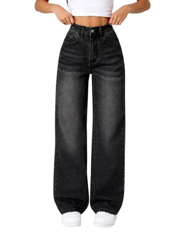 DEELMO Women’s Wide Leg Denim Jeans High Rise Loose Fit | Stretchy Casual Straight Pants Trendy | Comfortable Everyday Fashion Jeans for Women