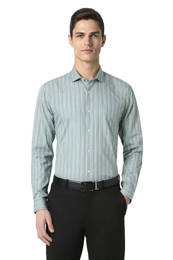 Peter England Men Polycotton Striped Slim Fit Shirt
