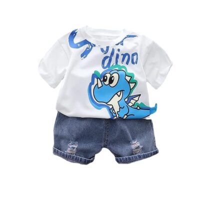 Googo Gaaga Boy's Cotton Dino Printed T-shirt With Shorts Sets of baby boys clothing Sets