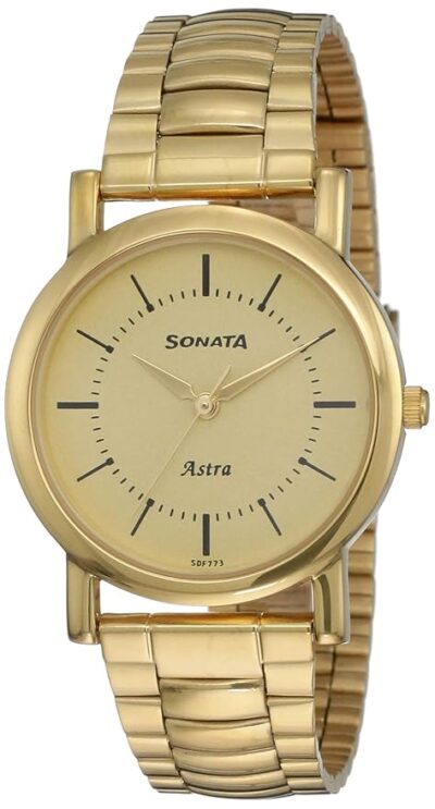 Sonata Analog Champagne Dial Men's Watch-NN77049YM01/NP77049YM01